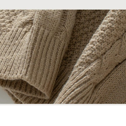 Womens Sweaters Crewneck Elegant Long Sleeve Hollow Cable Knit Pullover Tops