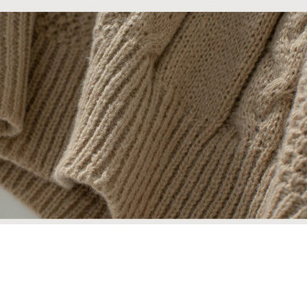 Womens Sweaters Crewneck Elegant Long Sleeve Hollow Cable Knit Pullover Tops