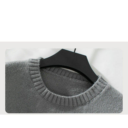 Women's Rainbow Striped Jacquard Sweater Round Neck Long Sleeve Casual Sweater