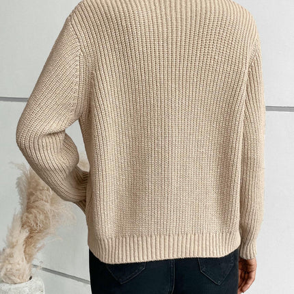 Women's Solid Color Cable Knit Cardigan Long Sleeve Button Casual Sweater Jacket
