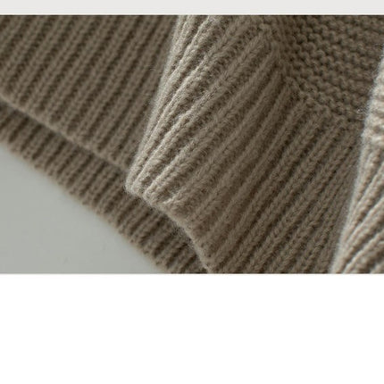 Women's One-shoulder Neck Button Pullover Knitted Long Sleeve Casual Sweater Top