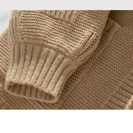 Women's Solid Color Pocket Knitted Cardigan Long Sleeve Casual Sweater Jacket
