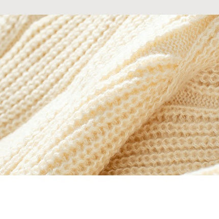 Women's Solid Color Cable Knit Pullover Long Sleeve Casual Loose Sweater Top