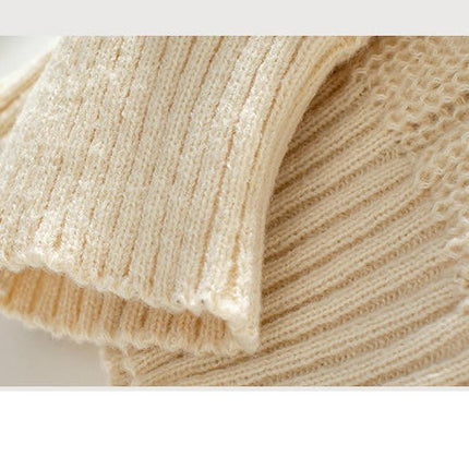 Women's Solid Color Cable Knit Pullover Long Sleeve Casual Loose Sweater Top
