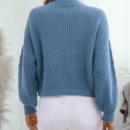 Women's Short Lace-up Knitted Cardigan Long Sleeve Casual Sweater Jacket