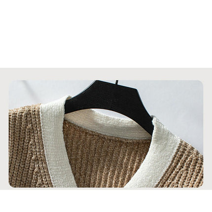 Women's Striped Button Knit Cardigan Long Sleeve Casual Jacket with Pockets
