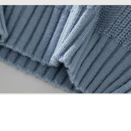 Women's Contrast Color Cable Knit Pullover Long Sleeve Crew Neck Casual Sweater