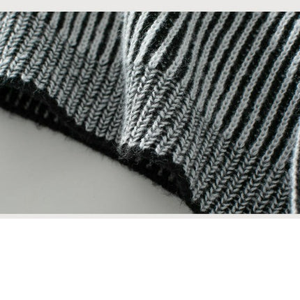Women's Deep V-neck Striped Contrast Pullover Sweater Casual Loose Knitted Top