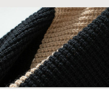 Women's Contrast Striped Knit Cardigan Casual Long Sleeve Button Sweater Jacket