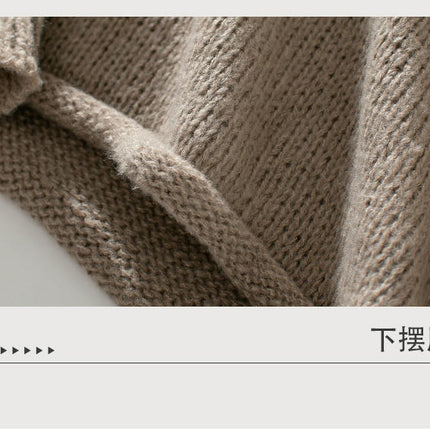 Womens Rolled Hem Pullover Knitted Sweater Autumn Long Sleeve Casual Knitted Top