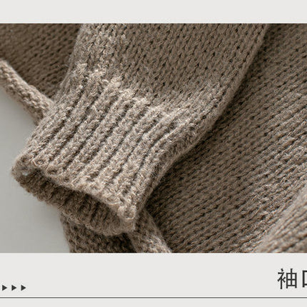 Womens Rolled Hem Pullover Knitted Sweater Autumn Long Sleeve Casual Knitted Top