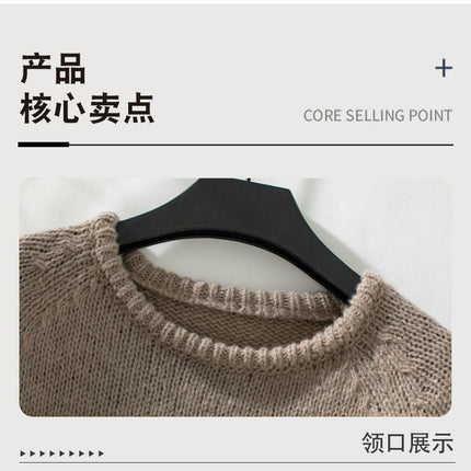 Womens Rolled Hem Pullover Knitted Sweater Autumn Long Sleeve Casual Knitted Top