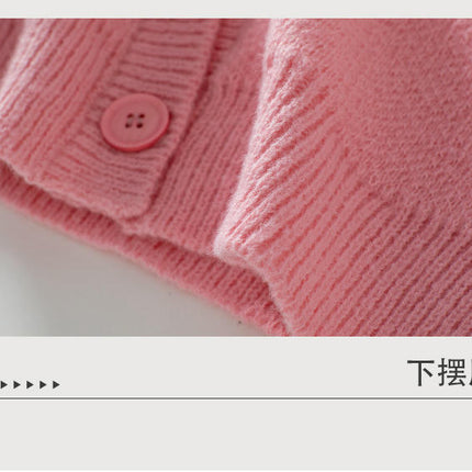 Women's Sweet Heart Knitted Cardigan Loose Long Sleeve Button Sweater Jacket