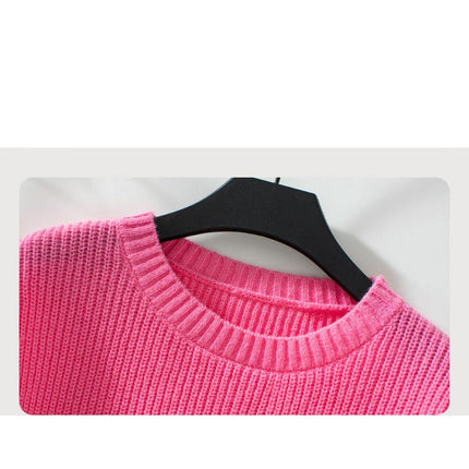 Women's Solid Pocket Pullover Sweater Autumn Long Sleeve Casual Knit Top