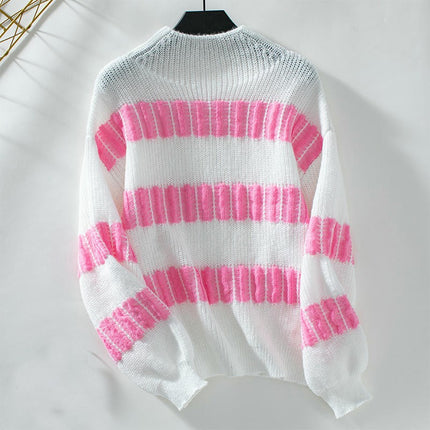 Women's Half Turtleneck Pullover Sweater Autumn Lantern Sleeve Casual Knit Top