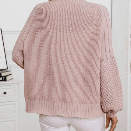 Women's Casual Button Knit Cardigan Loose Lantern Sleeve Sweater Jacket