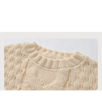 Women's Hollow Cable Pullover Autumn Long Sleeve Casual Loose Knit Top