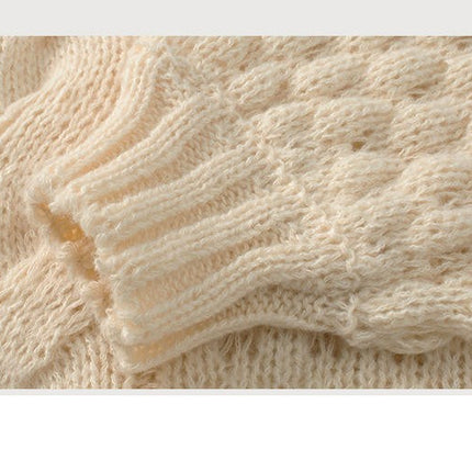 Women's Hollow Cable Pullover Autumn Long Sleeve Casual Loose Knit Top