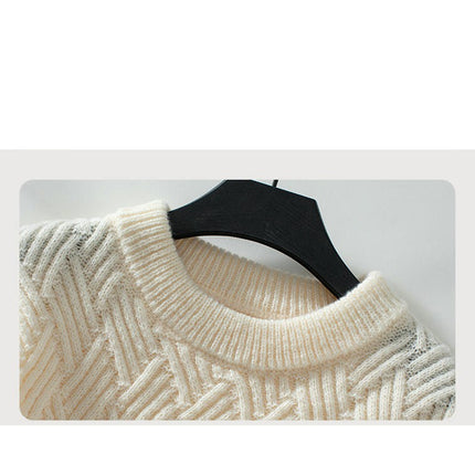 Women's Pullover Knitted Sweater Round Neck Long Sleeve Casual Knit Top