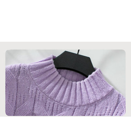 Womens Half Turtleneck Cable Pullover Sweater Autumn Long Sleeve Casual Knit Top