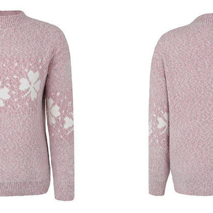 Women's Half Turtleneck Snowflake Pullover Knitted Long Sleeve Christmas Sweater