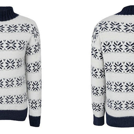 Women's Knitted Sweater Half Turtleneck Christmas Snowflake Sweater Top