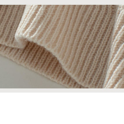 Women's Diamond Pullover Round Neck Knitted Sweater Long Sleeve Loose Casual Top