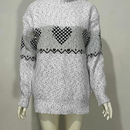 Womens Half Turtleneck Leaf Snowflake Knitted Sweater Long Sleeve Casual Sweater