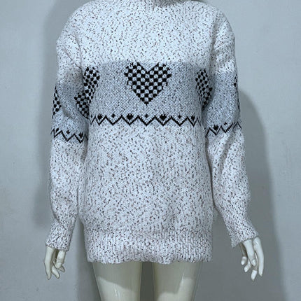 Womens Half Turtleneck Leaf Snowflake Knitted Sweater Long Sleeve Casual Sweater