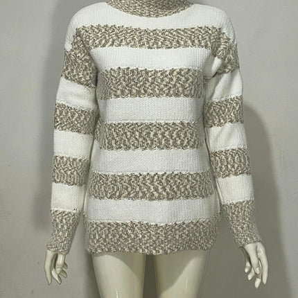 Womens Half Turtleneck Leaf Snowflake Knitted Sweater Long Sleeve Casual Sweater