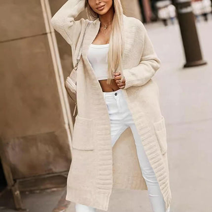 Women's Long Pocket Cardigan Sweater - Long Sleeve Casual Loose Sweater Jacket