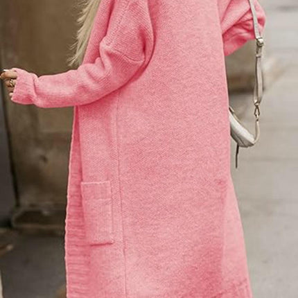 Women's Long Pocket Cardigan Sweater - Long Sleeve Casual Loose Sweater Jacket
