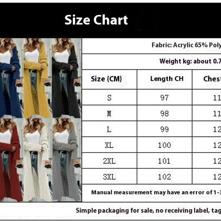 Womens Long Twisted Pocket Knit Cardigan-Long Sleeve Casual Loose Sweater Jacket