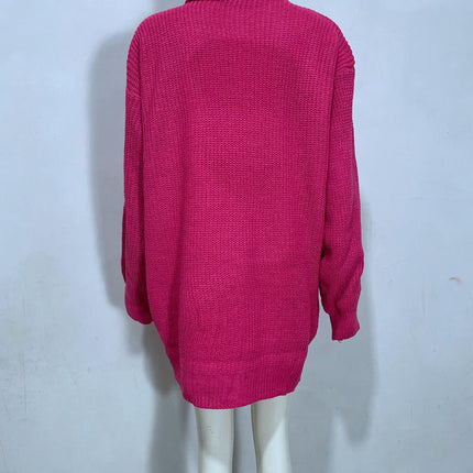 Women's Sweater Knitted Sweater Loose Solid Color Turtleneck Long Sleeve Sweater