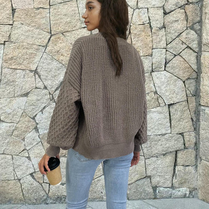 Women's Button Knit Cardigan Casual Solid Color Long Sleeve Sweater Jacket