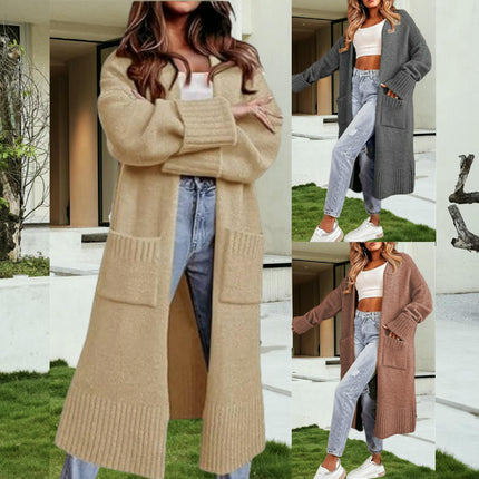 Women's Extra Long Knitted Cardigan Loose Pocket Cardigan Sweater Jacket