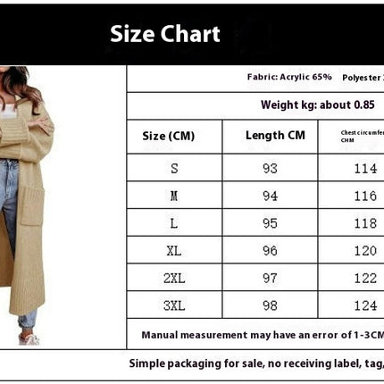 Women's Extra Long Knitted Cardigan Loose Pocket Cardigan Sweater Jacket