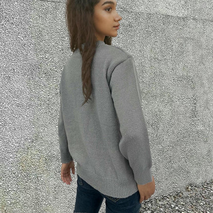 Women's Embroidered Knitted Sweater Round Neck Loose Jacquard Pullover