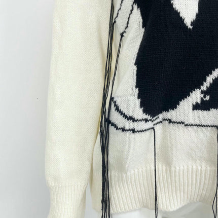 Women's Embroidered Knitted Sweater Round Neck Loose Jacquard Pullover