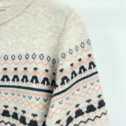 Women's Jacquard Knit Cardigan Round Neck Button Casual Sweater Jacket