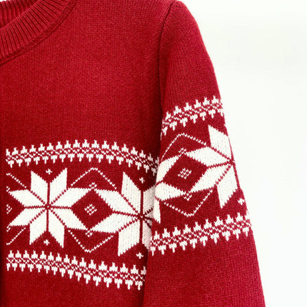 Women's Jacquard Knit Cardigan Loose Round Neck Button Sweater Cardigan