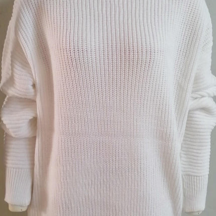 Women's Fashion Sexy Off-the-shoulder Lantern Sleeve Knitted Sweater Dress