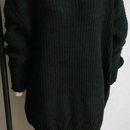 Women's Fashion Sexy Off-the-shoulder Lantern Sleeve Knitted Sweater Dress