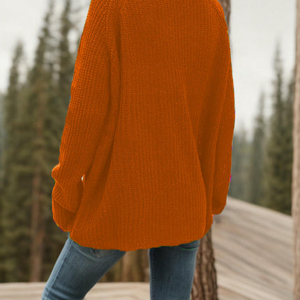 Women's Solid Color Round Neck Pullover Knitted Sweater Loose Bell Sleeve Top