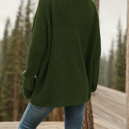 Women's Solid Color Round Neck Pullover Knitted Sweater Loose Bell Sleeve Top