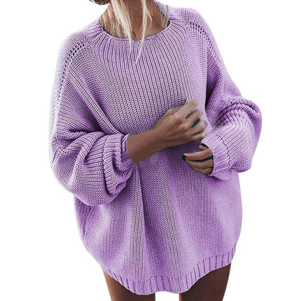 Women's Solid Color Knitted Sweater Loose Bat Sleeve Large Size Sweater Coat