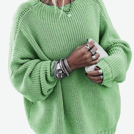 Women's Solid Color Knitted Sweater Loose Bat Sleeve Large Size Sweater Coat