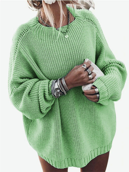 Women's Solid Color Knitted Sweater Loose Bat Sleeve Large Size Sweater Coat