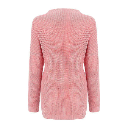Women's Solid Color Knitted Sweater Loose Bat Sleeve Large Size Sweater Coat