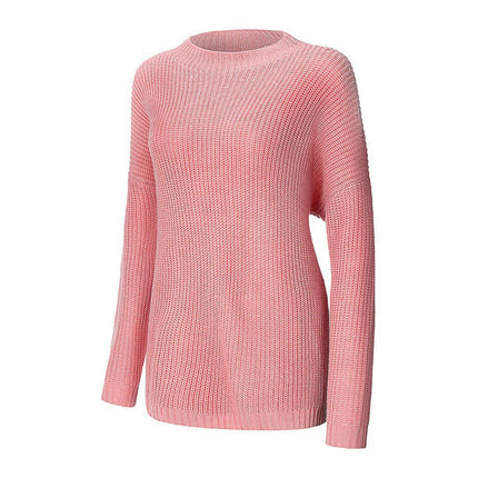 Women's Solid Color Knitted Sweater Loose Bat Sleeve Large Size Sweater Coat
